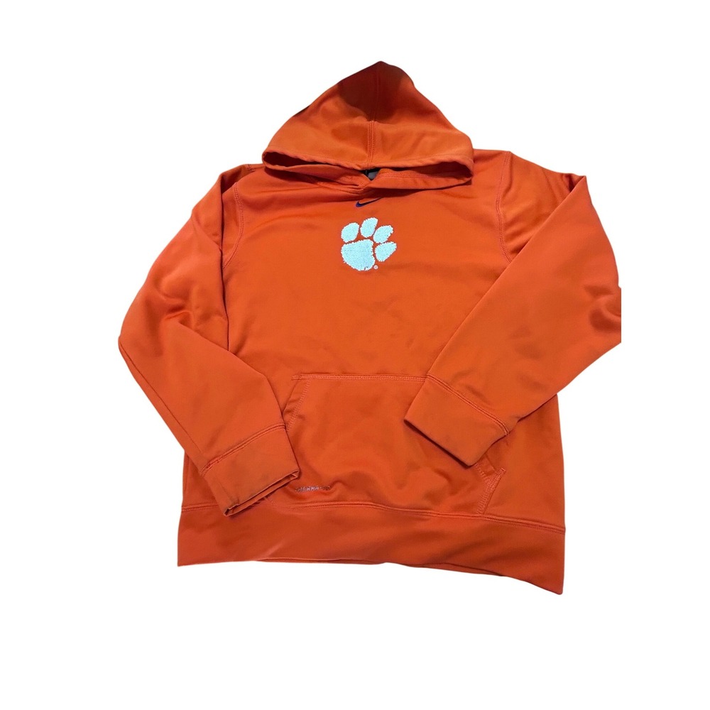 Nike Therma-FIT Clemson Tigers Hoodie Orange Paw Print Youth XL‎ Sweatshirt